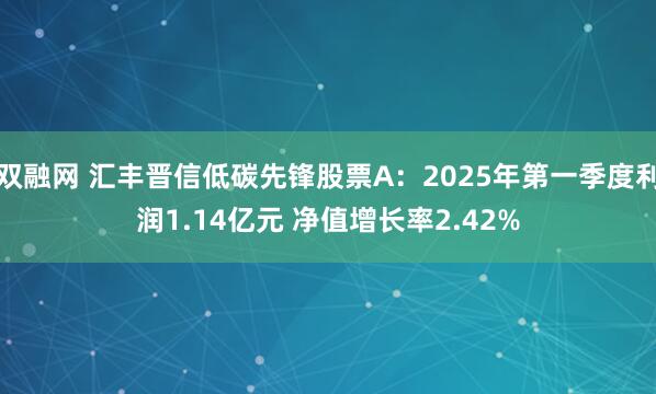 双融网 汇丰晋信低碳先锋股票A：2025年第一季度利润1.14亿元 净值增长率2.42%